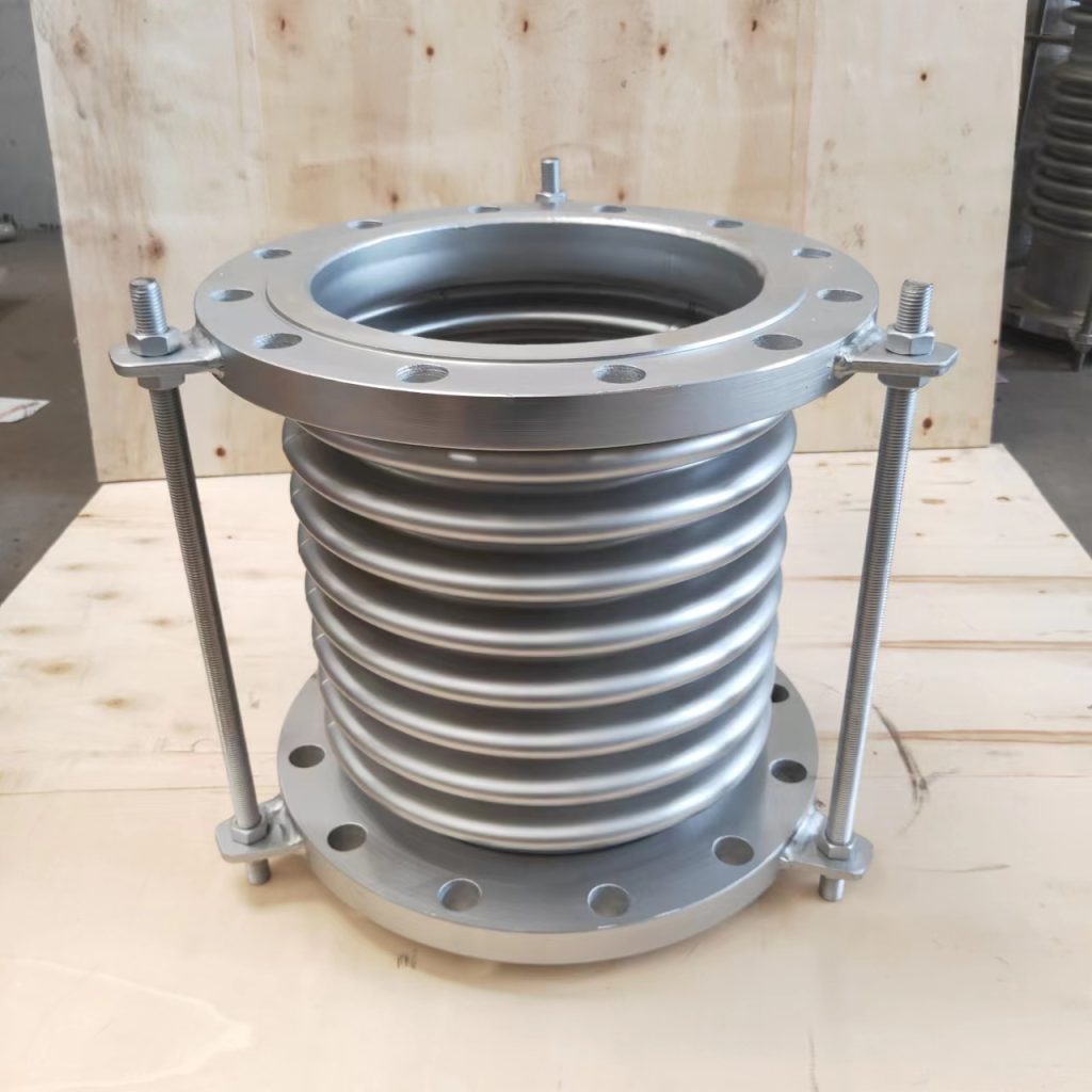Metal expansion joint for thermal expansion, vibration absorption, and movement compensation in industrial piping systems