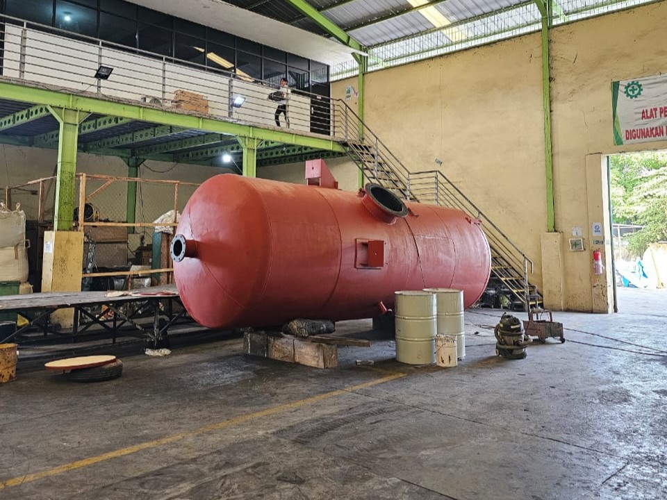 Industrial tank for storing liquids and chemicals with durable construction for high-capacity applications.